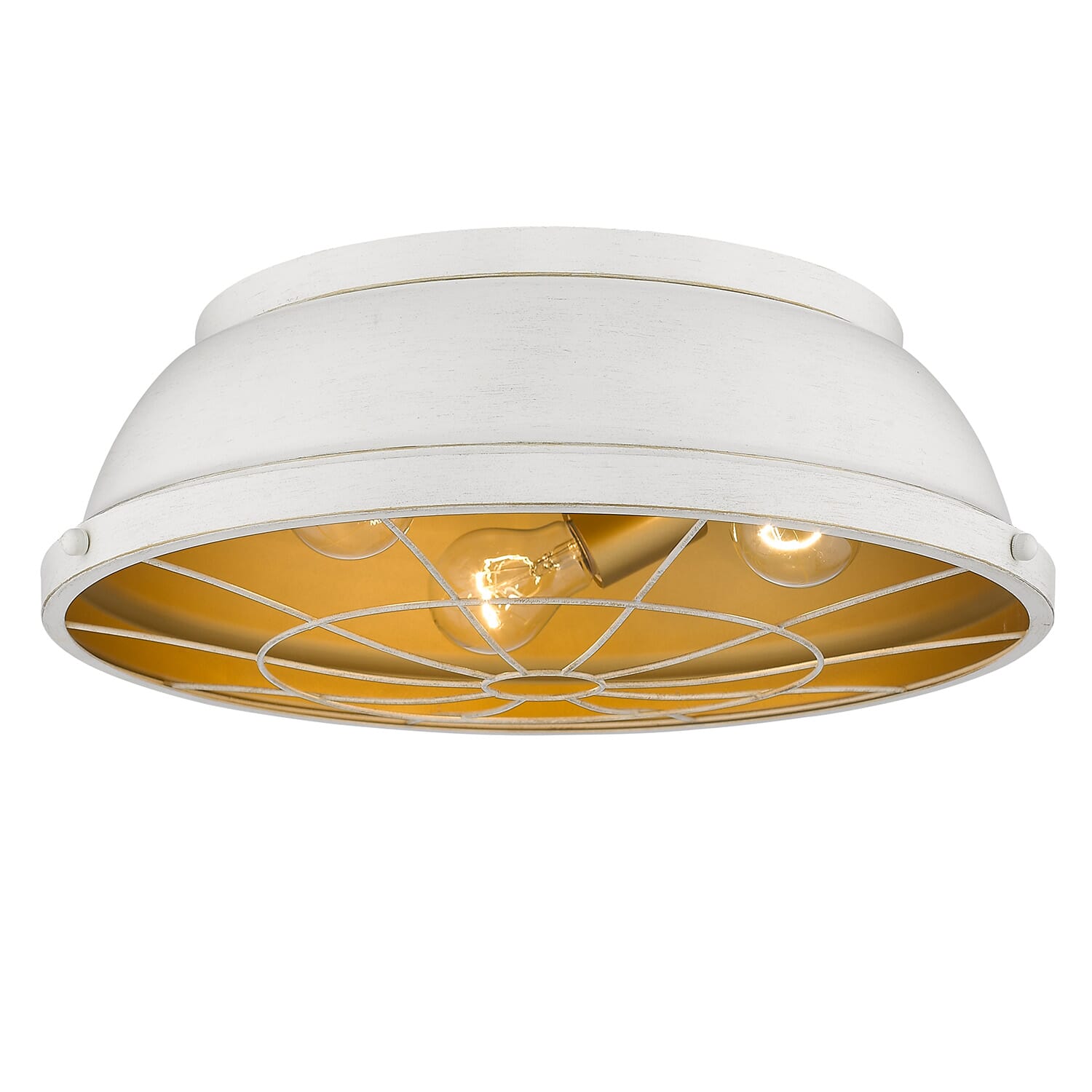 Golden Bartlett 3-Light 17" Ceiling Light in French White