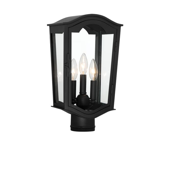 The Great Outdoors Houghton Hall 3-Light Outdoor Post Light in Sand Coal The Great Outdoors Houghton Hall 3-Light Outdoor Post Light in Sand Coal