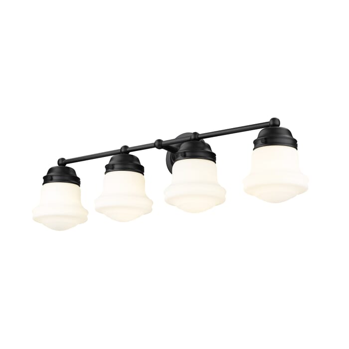 Z-Lite Vaughn 4-Light Bathroom Vanity Light In Matte Black Z-Lite Vaughn 4-Light Bathroom Vanity Light In Matte Black