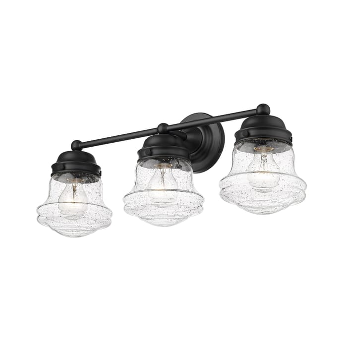 Z-Lite Vaughn 3-Light Bathroom Vanity Light In Matte Black Z-Lite Vaughn 3-Light Bathroom Vanity Light In Matte Black