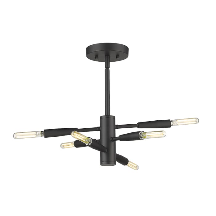 Z-Lite Ascension 6-Light Semi Flush Mount Ceiling Light In Matte Black Z-Lite Ascension 6-Light Semi Flush Mount Ceiling Light In Matte Black