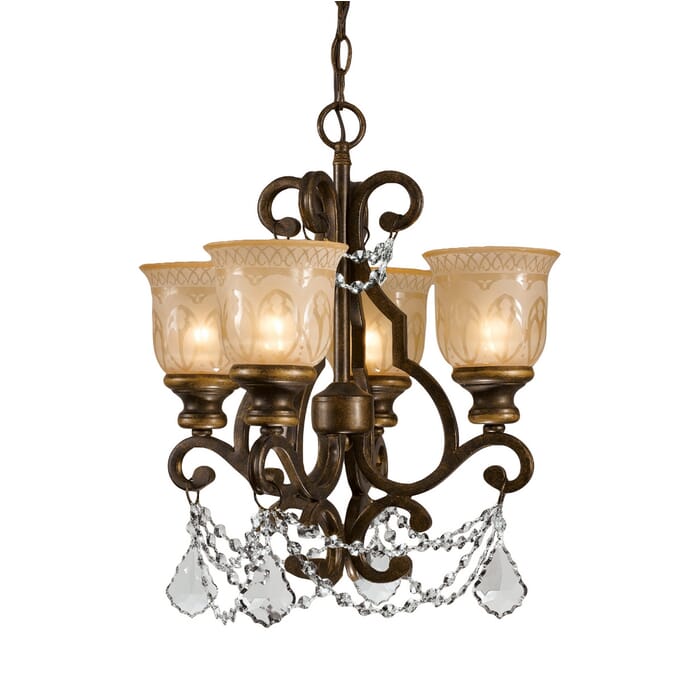 Crystorama Norwalk 4-Light 21" Mini Chandelier in Bronze Umber with Clear Hand Cut Crystals Crystorama Norwalk 4-Light 21" Mini Chandelier in Bronze Umber with Clear Hand Cut Crystals