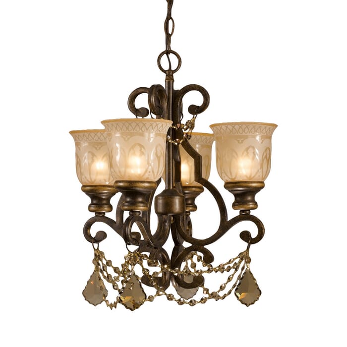 Crystorama Norwalk 4-Light 21" Mini Chandelier in Bronze Umber with Golden Teak Hand Cut Crystals Crystorama Norwalk 4-Light 21" Mini Chandelier in Bronze Umber with Golden Teak Hand Cut Crystals