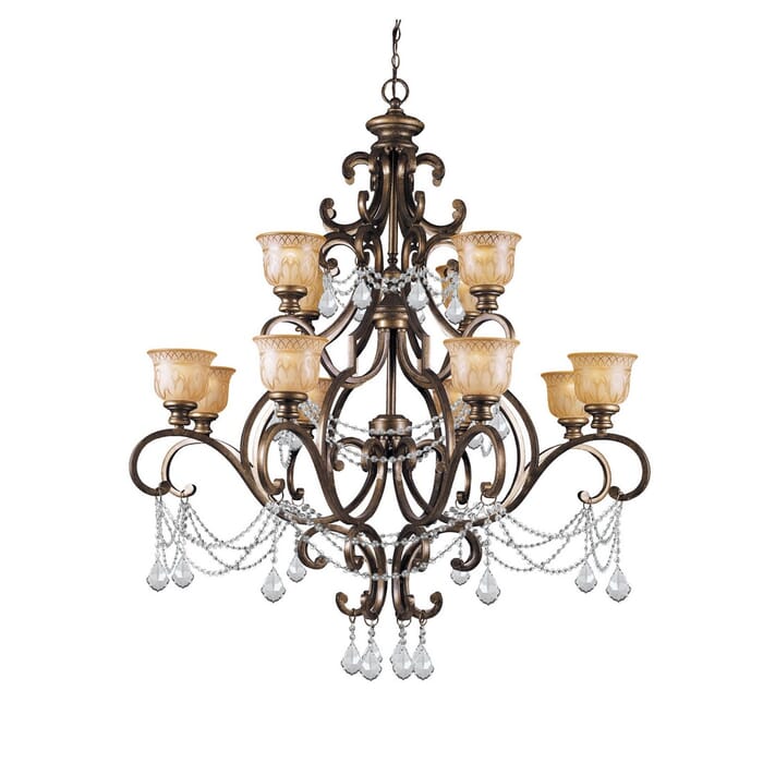 Crystorama Norwalk 12-Light 54" Traditional Chandelier in Bronze Umber with Clear Italian Crystals Crystorama Norwalk 12-Light 54" Traditional Chandelier in Bronze Umber with Clear Italian Crystals