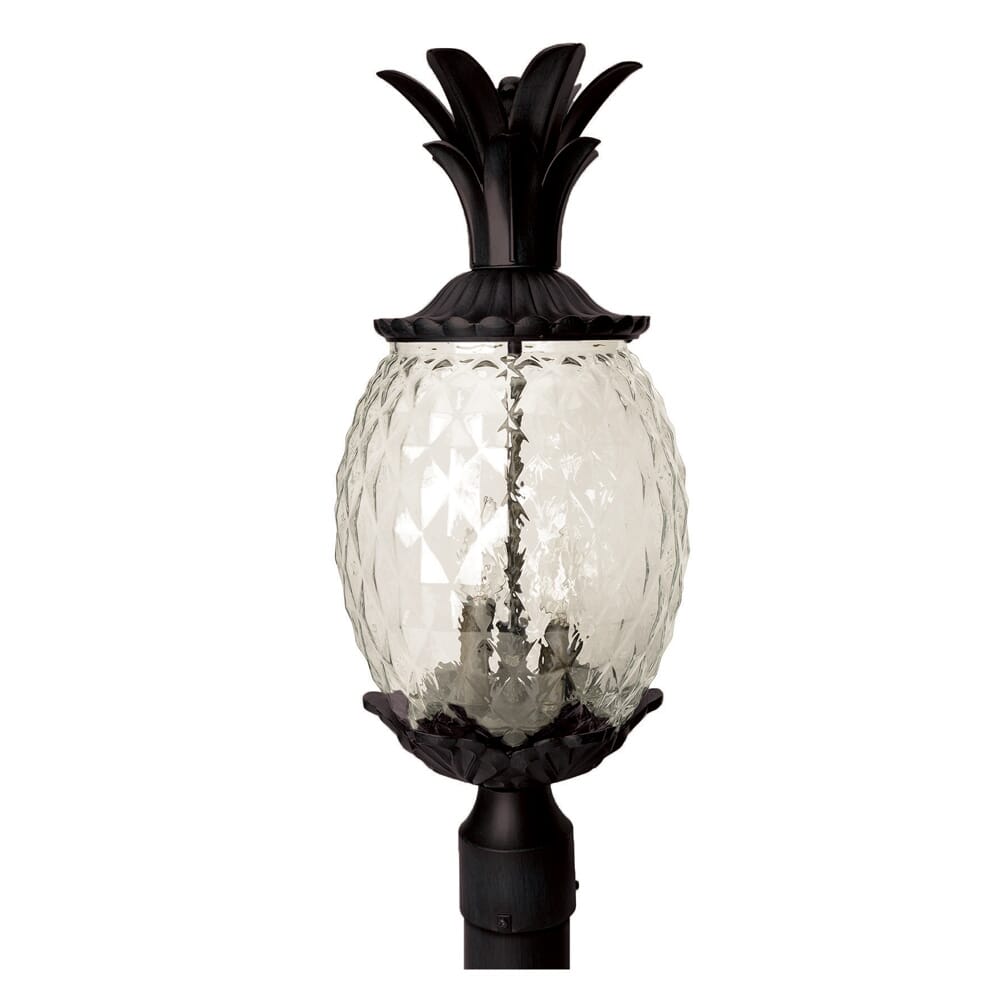 Matte Black Three Light Post Mount from the Lanai Collection