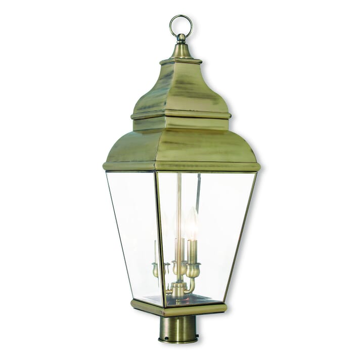 Exeter 3-Light Post-Top Lanterm in Antique Brass Exeter 3-Light Post-Top Lanterm in Antique Brass