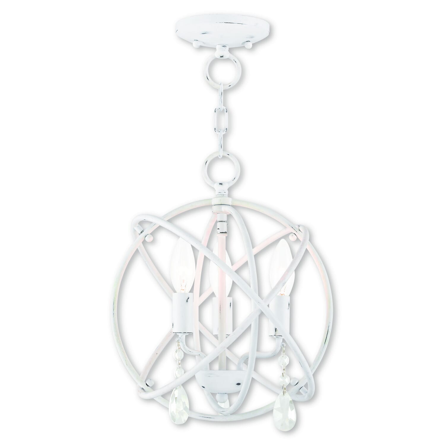 Aria 3-Light Mini Chandelier with Ceiling Mount in Antique White
