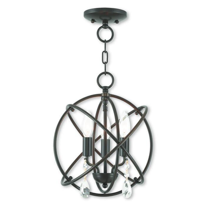 Aria 3-Light Mini Chandelier with Ceiling Mount in English Bronze Aria 3-Light Mini Chandelier with Ceiling Mount in English Bronze