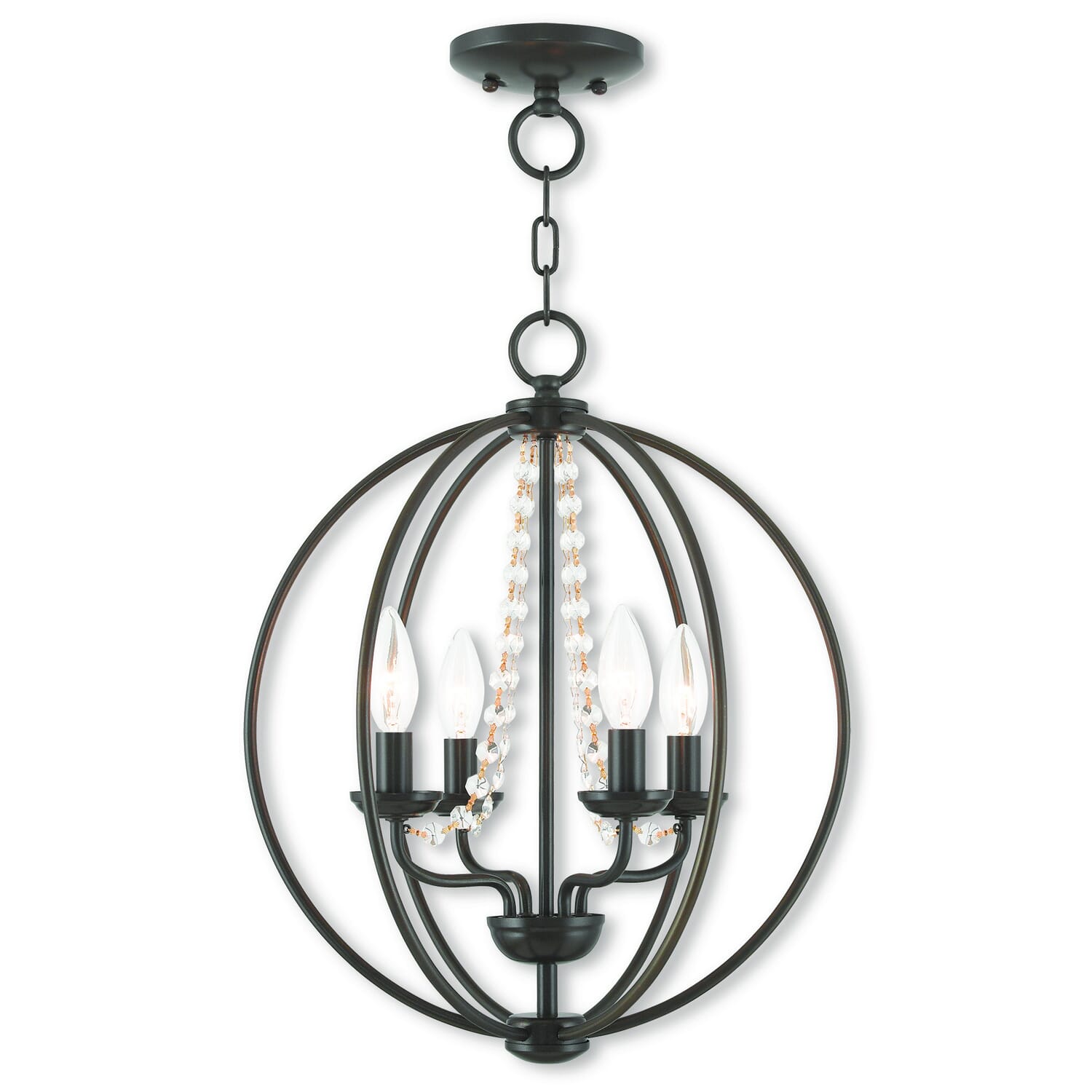 Arabella 4-Light Mini Chandelier with Ceiling Mount in English Bronze