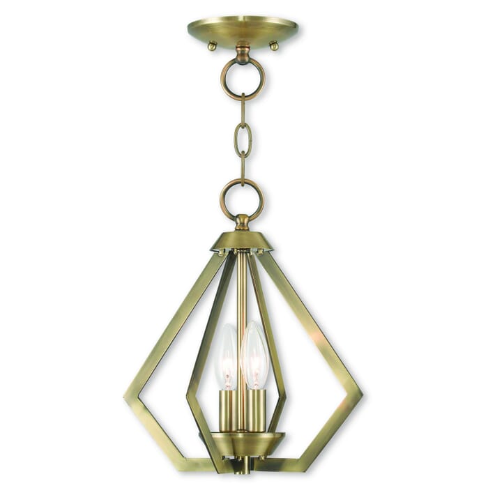 Prism 2-Light Mini Chandelier with Ceiling Mount in Antique Brass Prism 2-Light Mini Chandelier with Ceiling Mount in Antique Brass