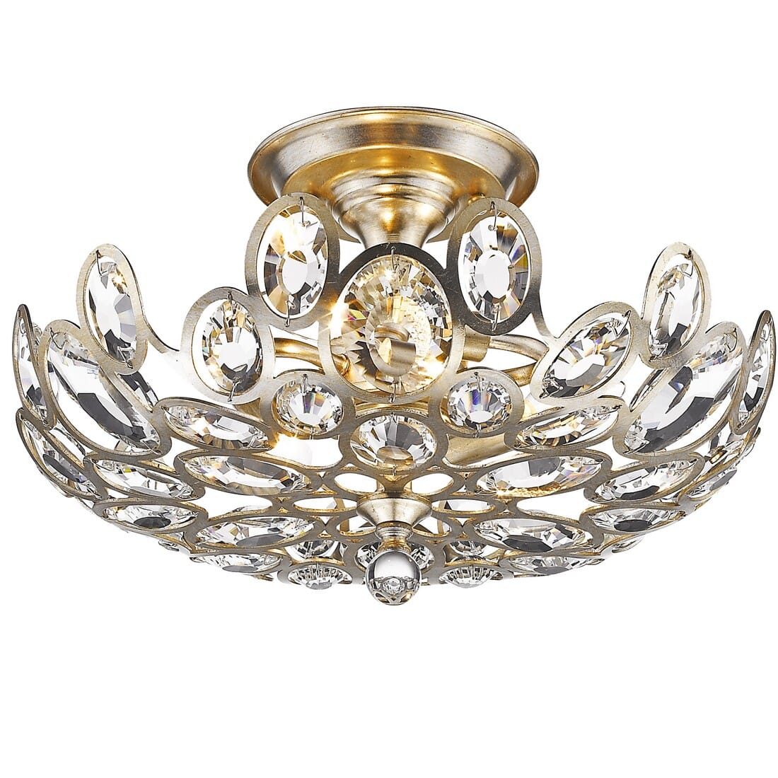 Sterling 3-Light 16" Ceiling Light in Distressed Twilight with Hand Cut Crystal Crystals