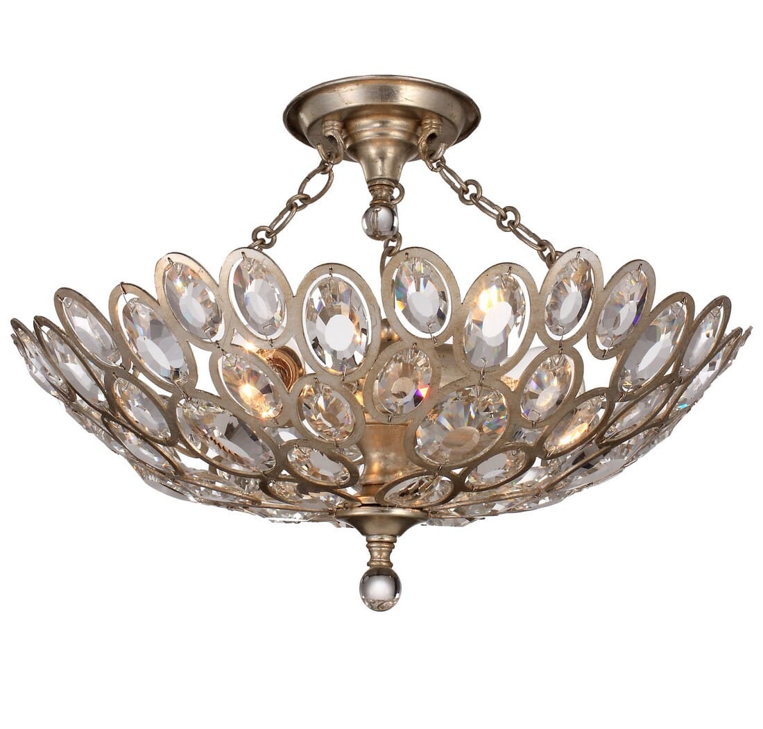 Sterling 3-Light 20" Ceiling Light in Distressed Twilight with Hand Cut Crystal Crystals
