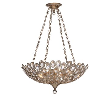 Crystorama Sterling 5-Light 14" Transitional Chandelier in Distressed Twilight with Hand Cut Crystal Crystals