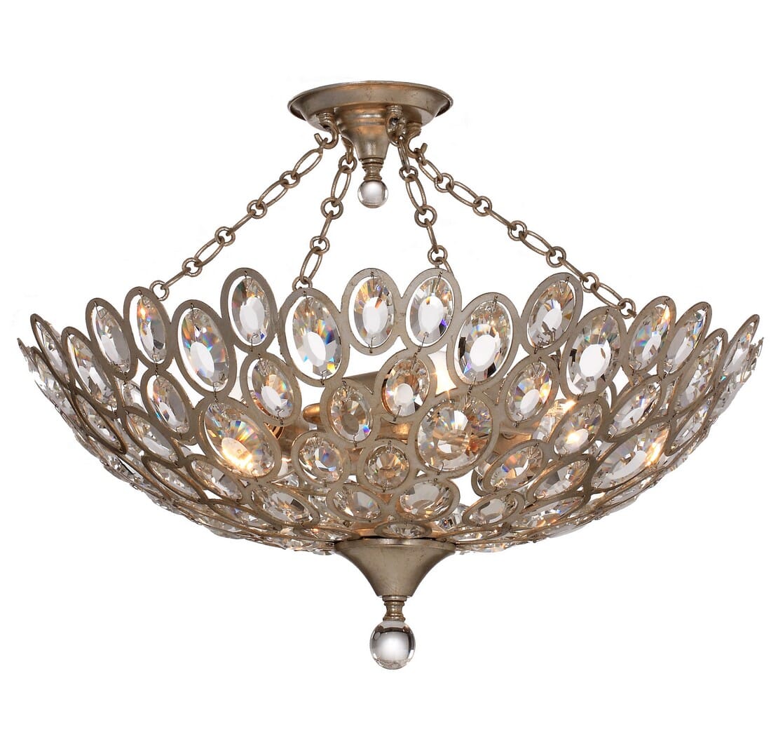 Sterling 5-Light 24" Ceiling Light in Distressed Twilight with Hand Cut Crystal Crystals