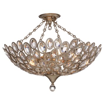 Crystorama Sterling 5-Light 24" Ceiling Light in Distressed Twilight with Hand Cut Crystal Crystals