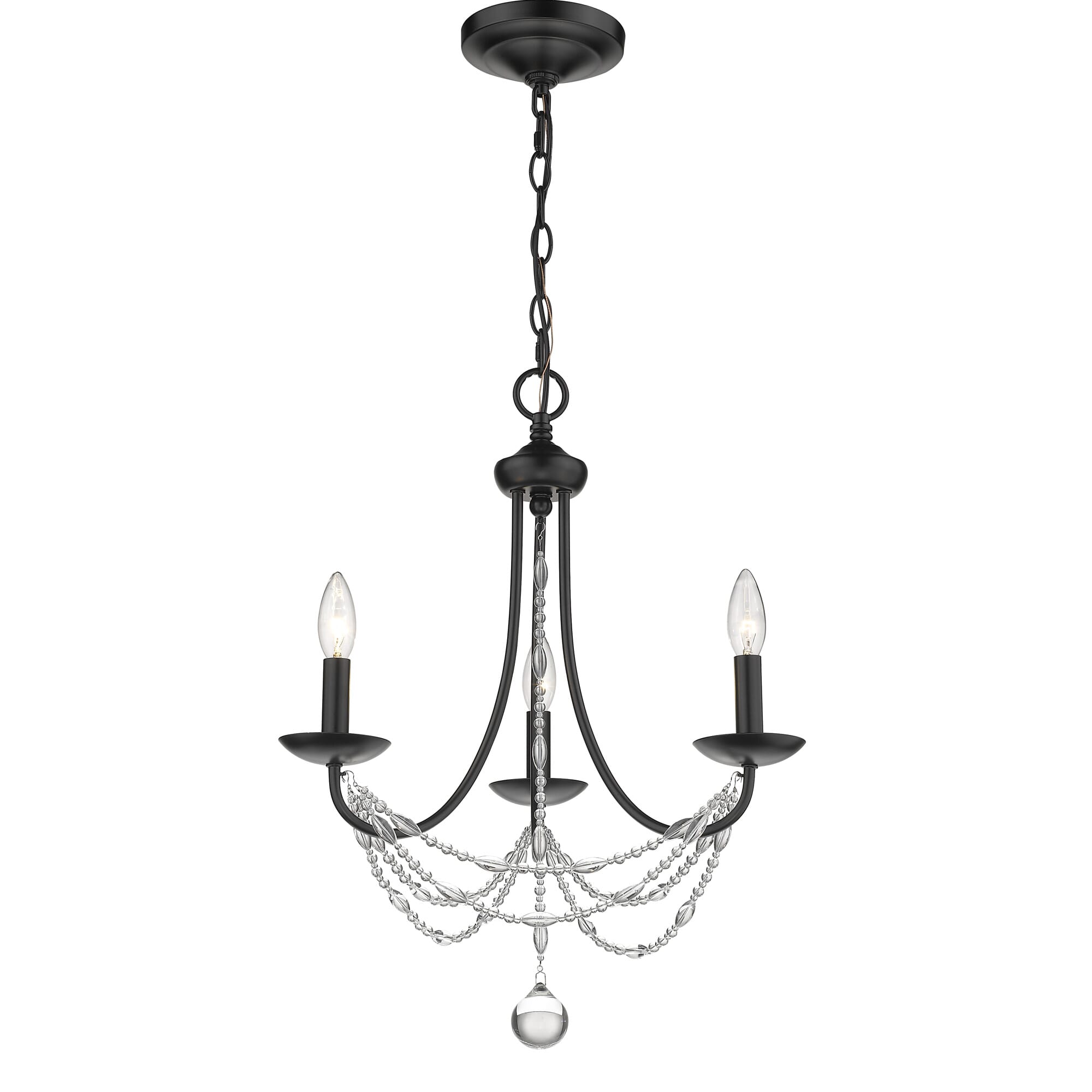 Golden Mirabella 3-Light Mini Chandelier in Black