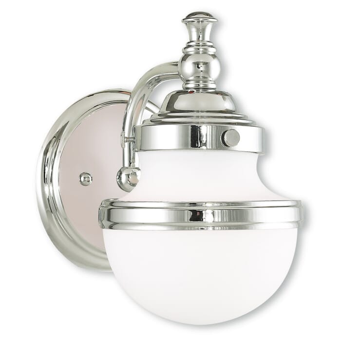 Oldwick 1-Light Bathroom Vanity Light in Polished Chrome Oldwick 1-Light Bathroom Vanity Light in Polished Chrome