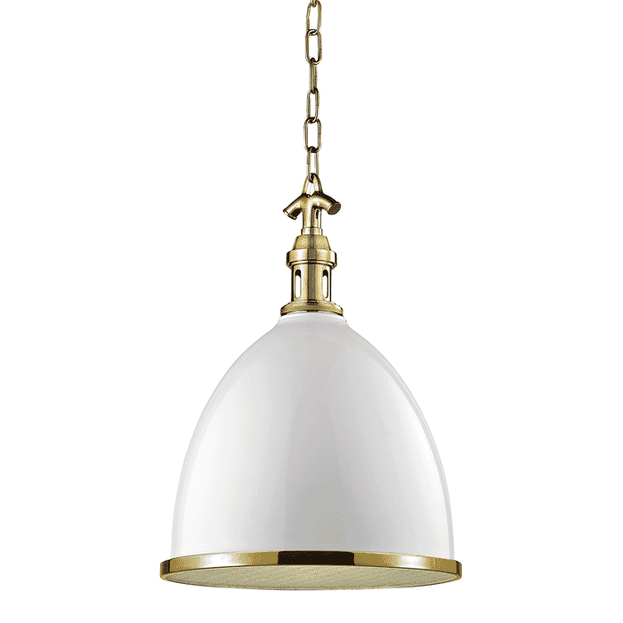 Hudson Valley Viceroy Mini Pendant in White and Aged Brass Hudson Valley Viceroy Mini Pendant in White and Aged Brass