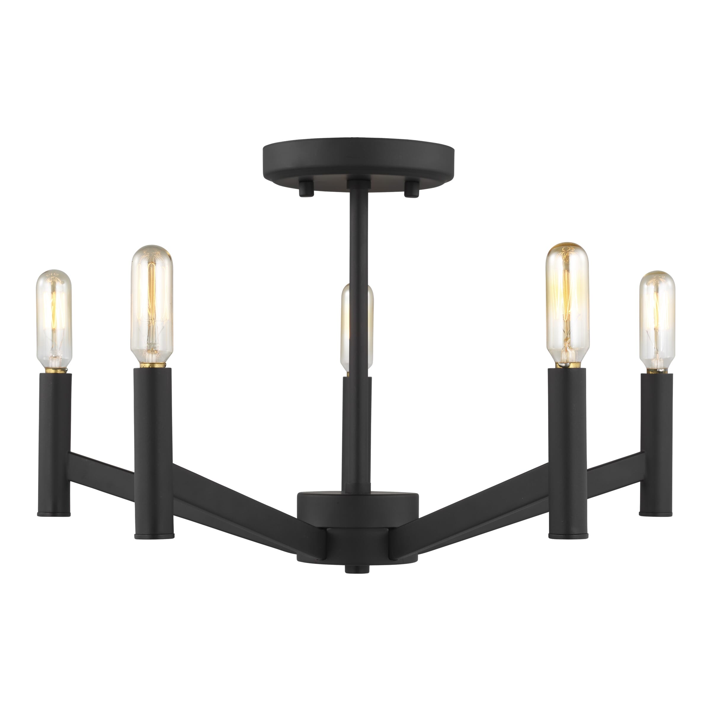 Sea Gull Vector 5-Light Ceiling Light in Midnight Black and Satin Bronze