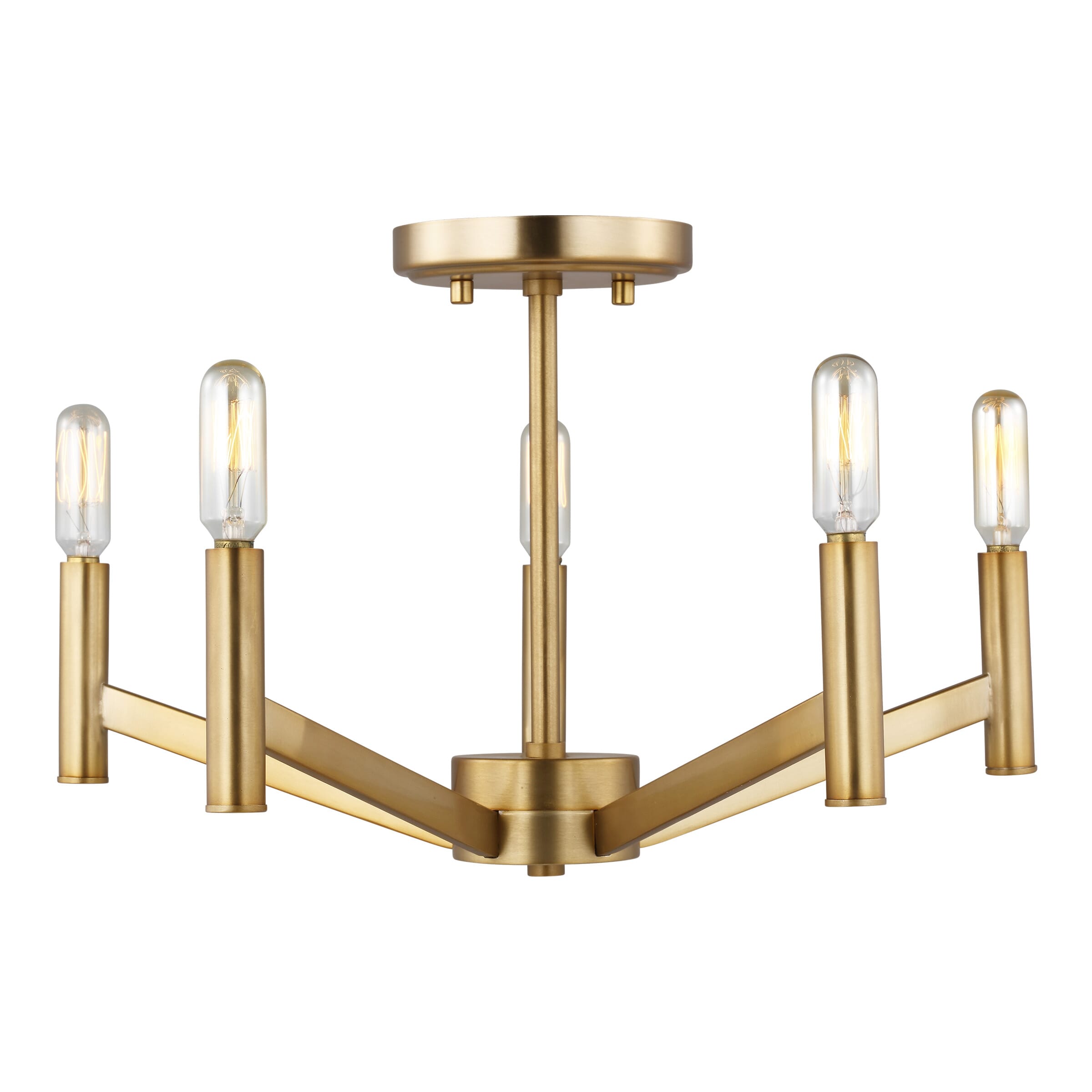Sea Gull Vector 5-Light Ceiling Light in Satin Brass