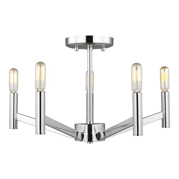 Vector 5-Light Semi-Flush Ceiling Light in Chrome Vector 5-Light Semi-Flush Ceiling Light in Chrome