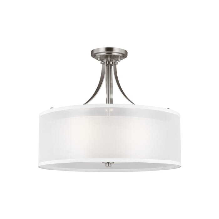 Sea Gull Elmwood Park 3-Light Ceiling Light in Brushed Nickel Sea Gull Elmwood Park 3-Light Ceiling Light in Brushed Nickel