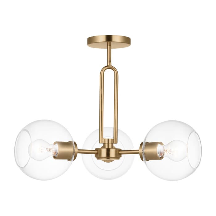 Codyn 3-Light Semi-Flush Ceiling Light in Satin Brass Codyn 3-Light Semi-Flush Ceiling Light in Satin Brass