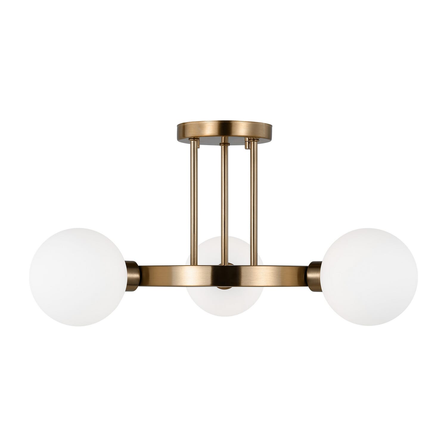 Clybourn 3-Light Semi-Flush Ceiling Light in Satin Brass