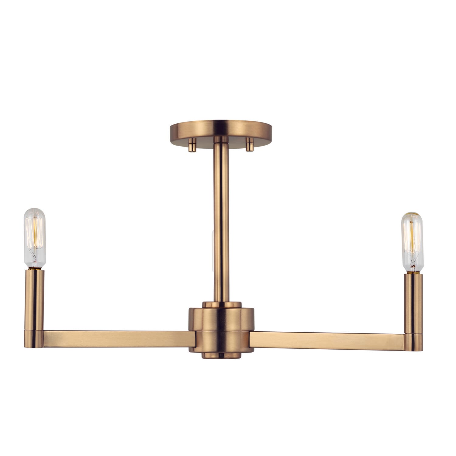 Fullton 3-Light Semi-Flush Ceiling Light in Satin Brass