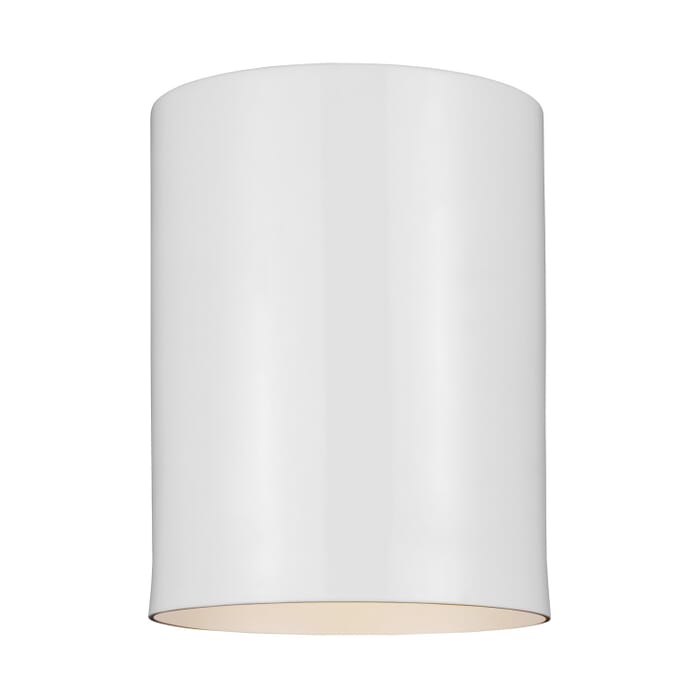 Outdoor Cylinders 1-Light Outdoor Flushmount Ceiling Light in White Outdoor Cylinders 1-Light Outdoor Flushmount Ceiling Light in White