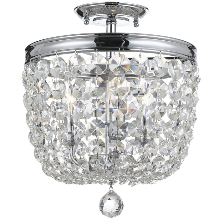 Crystorama Archer 3-Light 12" Ceiling Light in Polished Chrome with Clear Spectra Crystals Crystorama Archer 3-Light 12" Ceiling Light in Polished Chrome with Clear Spectra Crystals