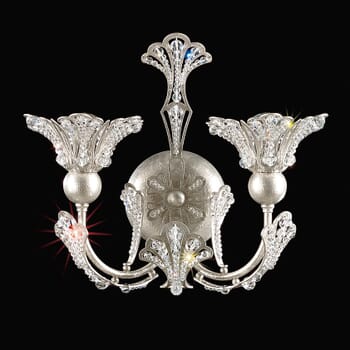 Schonbek Rivendell 2-Light Wall Sconce in Antique Silver with Clear Crystals From Swarovski Crystals