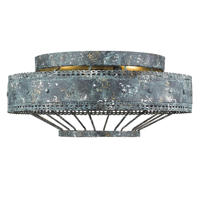 Golden Ferris 2-Light 14" Ceiling Light in Blue Verde Patina Golden Ferris 2-Light 14" Ceiling Light in Blue Verde Patina