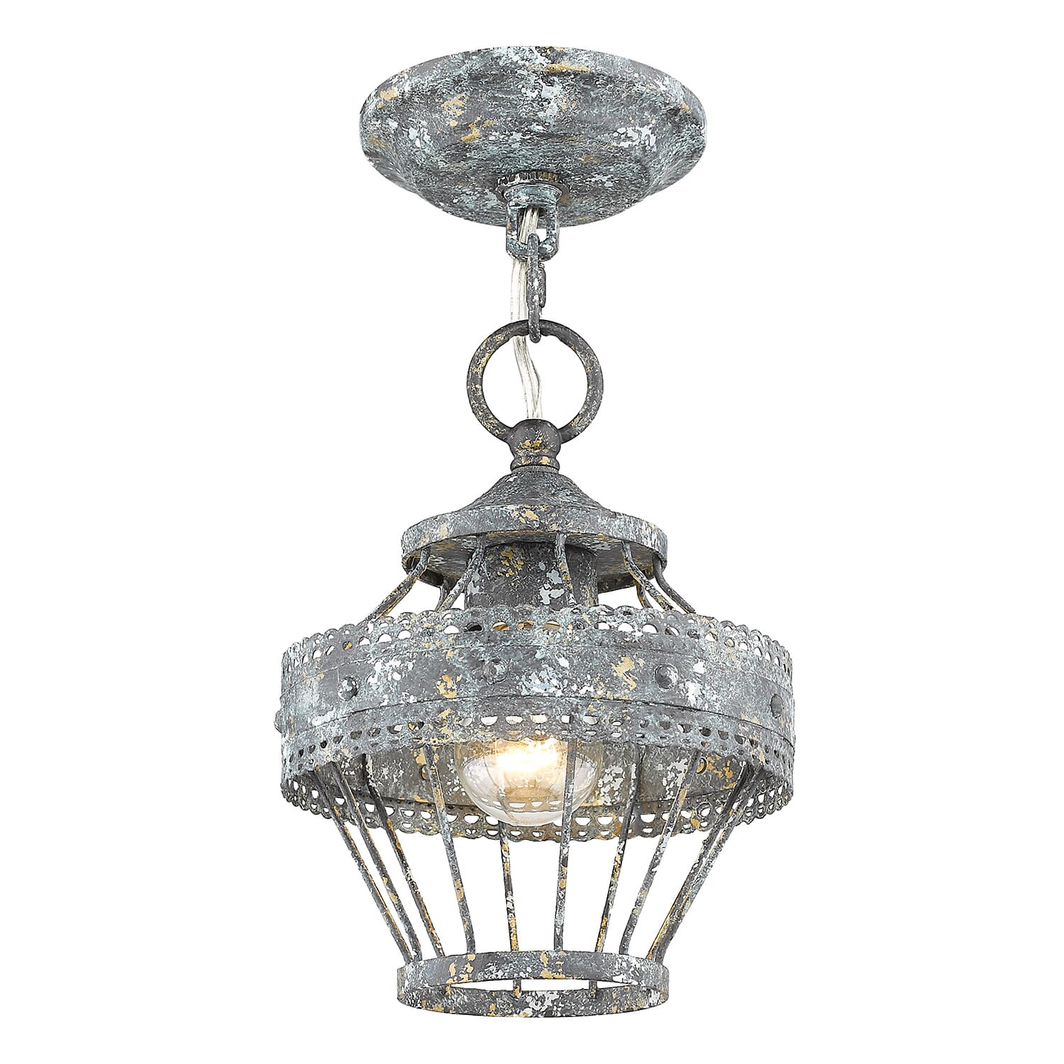 Golden Ferris 10" Mini Pendant in Blue Verde Patina