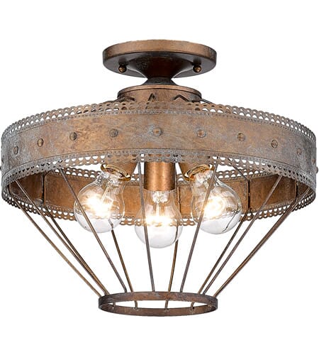 Golden Ferris 3-Light Ceiling Light in Copper Patina