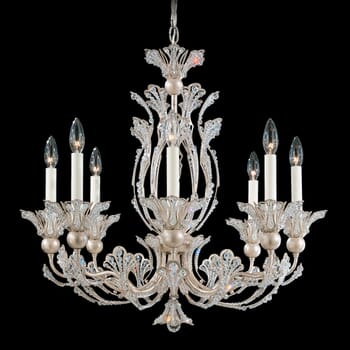 Schonbek Rivendell 8-Light Chandelier in Antique Silver with Clear Crystals From Swarovski Crystals