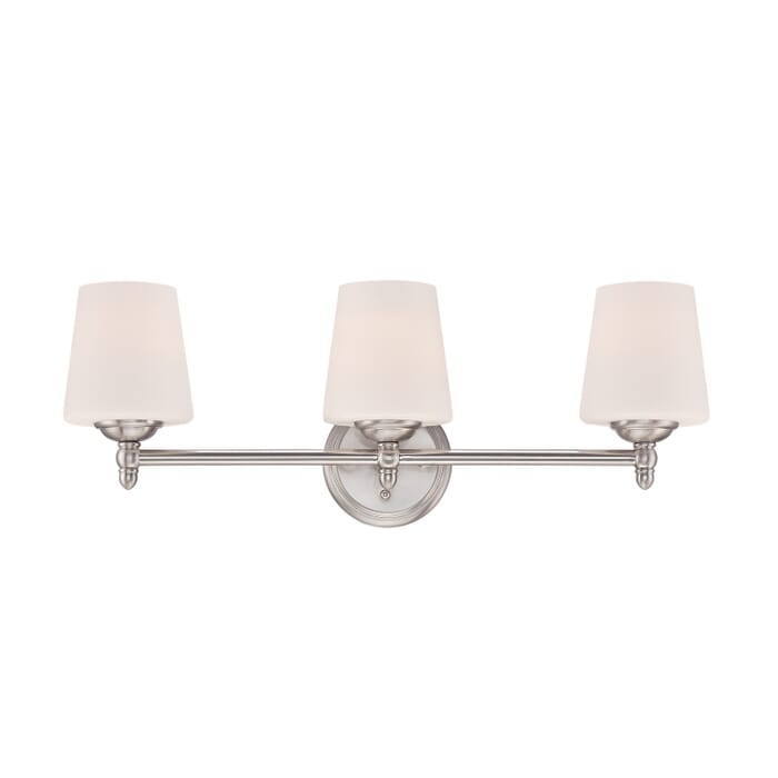 Darcy 3-Light Bathroom Vanity Light Bar in Brushed Nickel Darcy 3-Light Bathroom Vanity Light Bar in Brushed Nickel