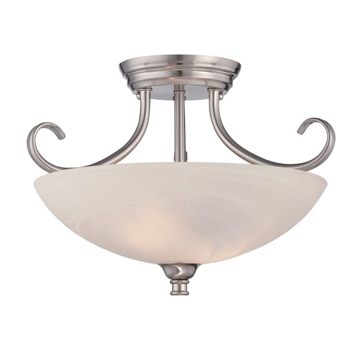 Kendall 2-Light Semi-Flush Mount in Satin Platinum Kendall 2-Light Semi-Flush Mount in Satin Platinum