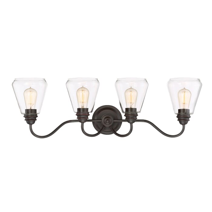Foundry 4-Light Bathroom Vanity Light in Satin Bronze Foundry 4-Light Bathroom Vanity Light in Satin Bronze