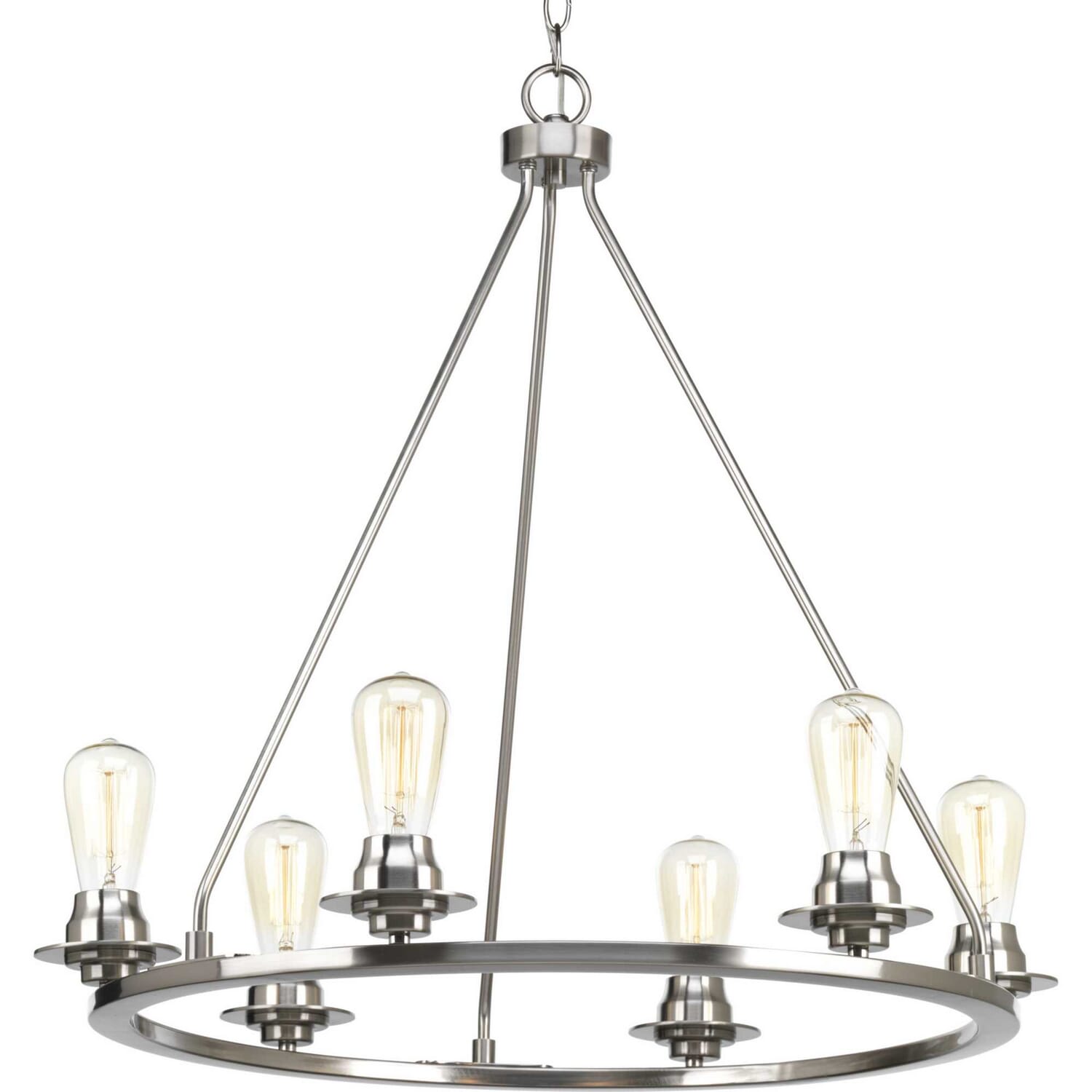 Brushed Nickel Six Light Chandelier from the Debut Collection