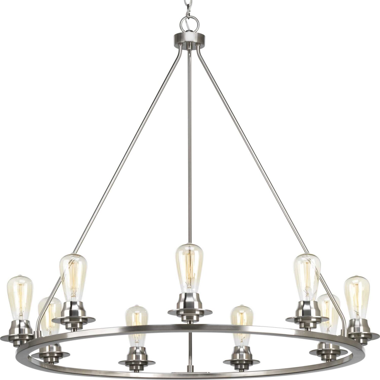 Brushed Nickel Nine Light Chandelier from the Debut Collection