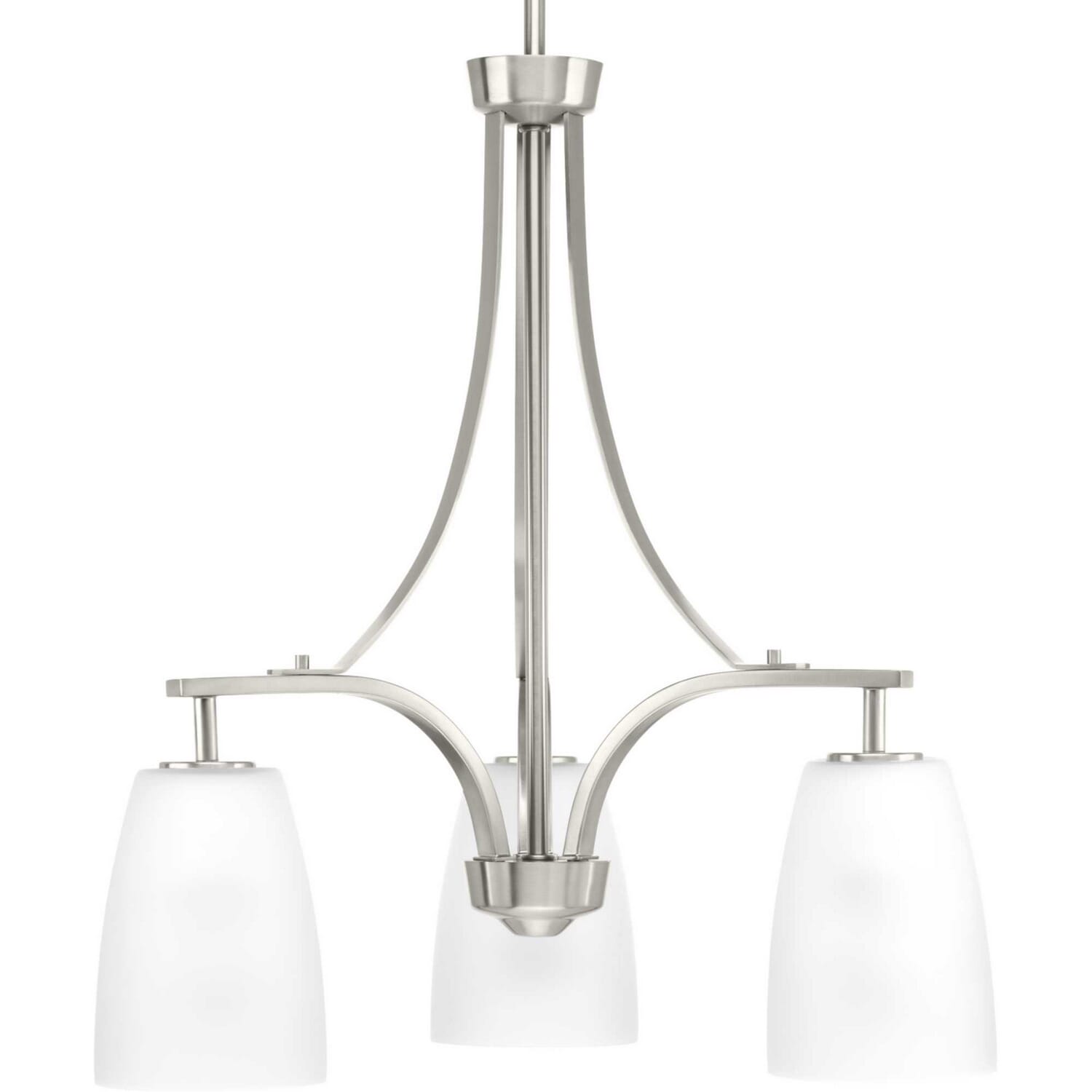 Brushed Nickel Three Light Chandelier from the Leap Collection