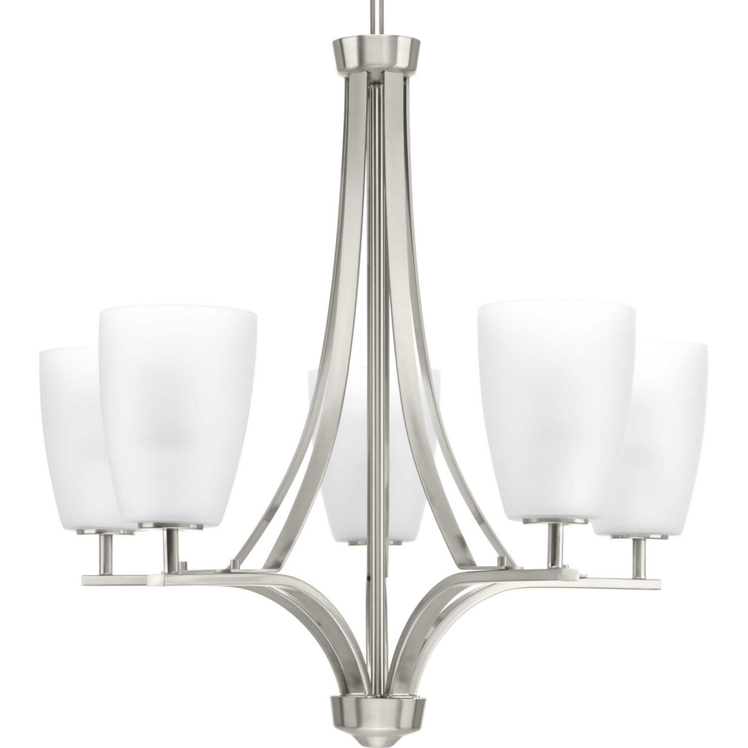 Brushed Nickel Five Light Chandelier from the Leap Collection