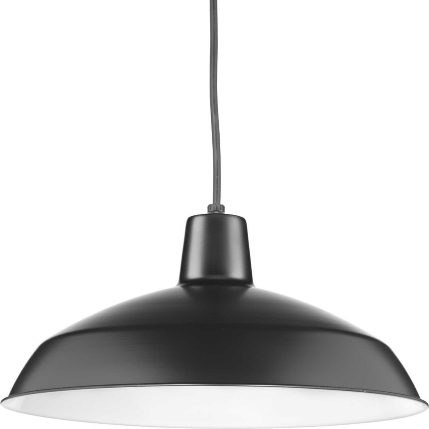 Black One Light Pendant from the Metal Shade Pendant Collection