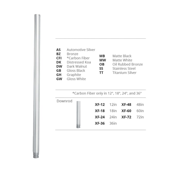 Modern Forms 18" Fan Downrod in Automotive Silver Modern Forms 18" Fan Downrod in Automotive Silver