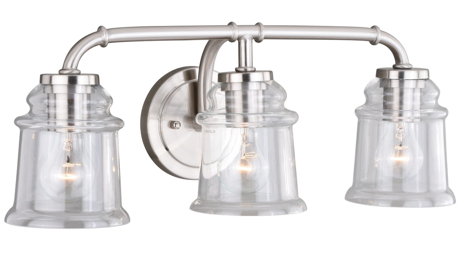 Toledo 3-Light Bathroom Vanity Light in Satin Nickel