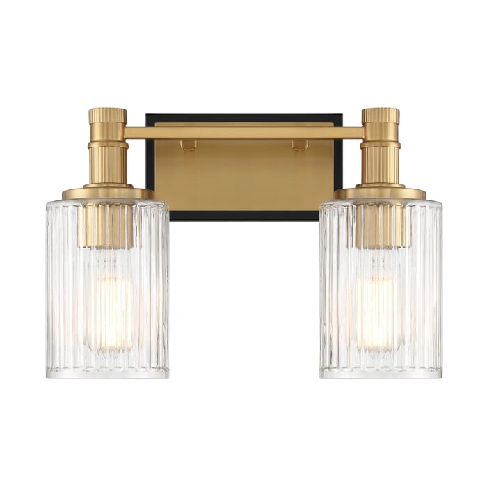 Concord 2-Light Bathroom Vanity Light in Matte Black with Warm Brass Concord 2-Light Bathroom Vanity Light in Matte Black with Warm Brass