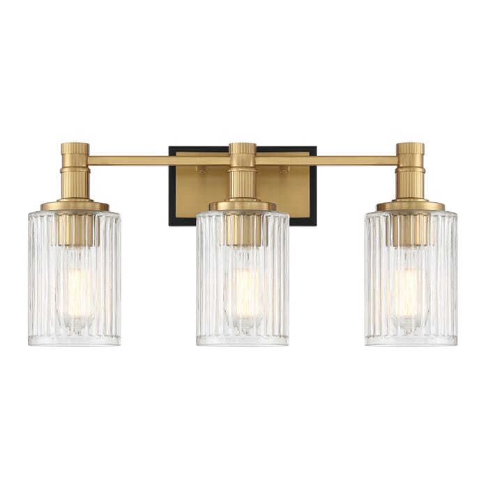 Concord 3-Light Bathroom Vanity Light in Matte Black with Warm Brass Concord 3-Light Bathroom Vanity Light in Matte Black with Warm Brass