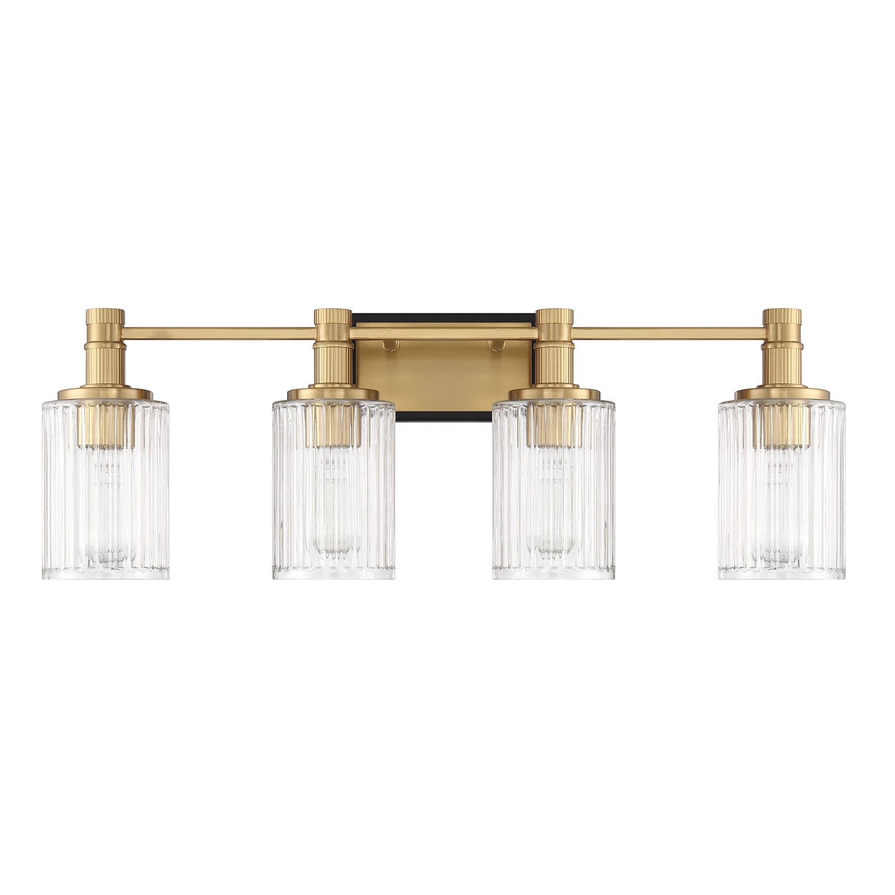 Concord 4 Light Bathroom Vanity Light in Matte Black with Warm Brass LightsOnline