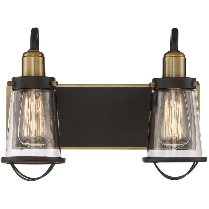 Savoy House Lansing 2-Light Bathroom Vanity Light in English Bronze and Warm Brass Savoy House Lansing 2-Light Bathroom Vanity Light in English Bronze and Warm Brass